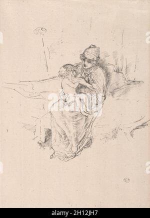 Madre e Bambino, No. 1. James McNeill Whistler (americano, 1834-1903). Litografia; Foto Stock