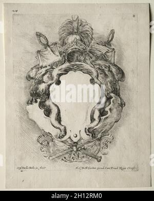 Collezione di vari Caprici e nuovi disegni di ritocchi e ornamenti: No. 4, 1646. Stefano della Bella (italiano, 1610-1664). Incisione; Foto Stock