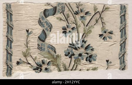 Due pezzi di ricamo, 1723-1774. Philippe de Lasalle (Francese, 1723-1805). Ricamo, seta; complessivo: 24,8 x 41,3 cm (9 3/4 x 16 1/4 in.). Foto Stock
