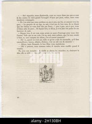 Frédéric Mistral: Mémoires et Recits di Frédéric Mistral: Due figure a piedi (pagina 40), 1937. Auguste Brouet (francese, 1872-1941). Incisioni; totale: 28.5 x 22.2 x 4.4 cm (11 1/4 x 8 3/4 x 1 3/4 poll.). Foto Stock