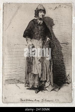 Dodici Etchings dalla natura: La Mère Gérard, 1858. James McNeill Whistler (americano, 1834-1903). Incisione; Foto Stock