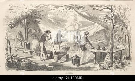 Schizzi del Camp Meeting: Cucina, 1858. Winslow Homer (americano, 1836-1910). Incisione in legno; Foto Stock
