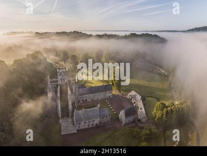 FRANCIA. MANICA (50) IMMAGINE AEREA DELL'ABBAZIA DI HAMBYE Foto Stock