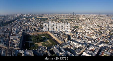 FRANCIA. PARIGI (75) 5 ° DISTRETTO. VISTA AEREA AL PRIMO PIANO (DA L A R), PLACE DES VOSGES, RUE DE TURENNE. SULLO SFONDO (DA L A R), IL PONTE ARSENALE, Foto Stock