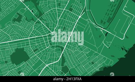 Green Elizabeth City area vettore sfondo mappa, strade e l'illustrazione di acqua cartografia. Streetmap digitale con proporzioni widescreen e design piatto. Illustrazione Vettoriale