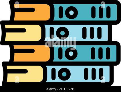 E icona cataloghi. Contorno e cataloghi icona vettoriale colore piatto isolato Illustrazione Vettoriale