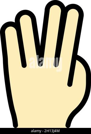 Icona delle dita dei gesti della mano. Contorno mano gesto dita vettore icona colore piatto isolato Illustrazione Vettoriale