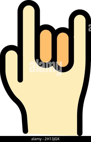I gesti della mano Rock u icona. Profilo mano gesti rock u vettore icona colore piatto isolato Illustrazione Vettoriale