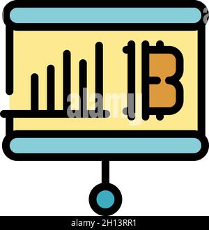 Icona banner Blockchain. Contorno Blockchain banner vettore icona colore piatta isolato Illustrazione Vettoriale