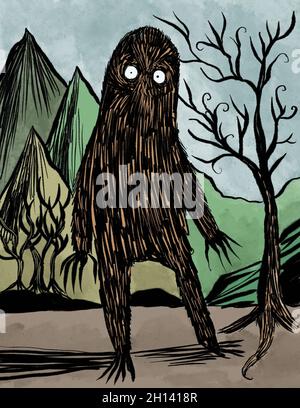 Illustrazione della silhouette Bigfoot Foto Stock