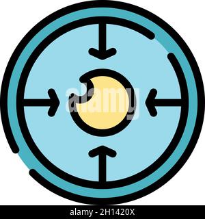 Icona di correzione dell'occhio di messa a fuoco. Contorno fuoco occhio correzione vettore icona colore piatto isolato Illustrazione Vettoriale