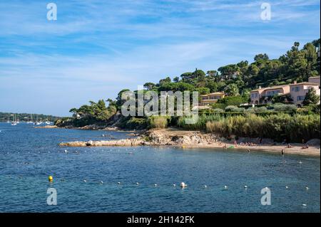 La spiaggia 'Plage des Graniers' a Saint-Tropez, Côte d'Azur, Francia Foto Stock