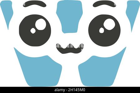 Lettera W carino kawaii personaggio, divertente emoticon vettore clip art. Illustrazione Vettoriale