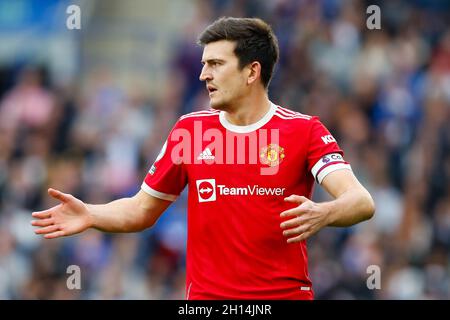 King Power Stadium, Leicester, Regno Unito. 16 ottobre 2021. Premier League Football, Leicester City versus Manchester United; Harry Maguire of Manchester United Credit: Action Plus Sports/Alamy Live News Foto Stock