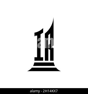 Lettera di logo IR Monogram con design di stile edificio isolato su sfondo bianco, proprietà immobiliare, architech logo lettera edificio. Illustrazione Vettoriale