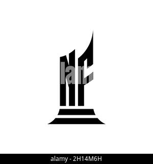 NF lettera di logo monogramma con design di forma edificio isolato su sfondo bianco, proprietà immobiliare, architech logo lettera edificio. Illustrazione Vettoriale