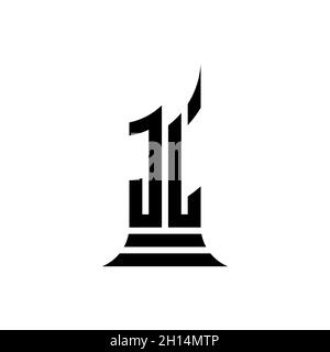 JL lettera di logo Monogram con design di stile edificio isolato su sfondo bianco, proprietà immobiliare, architech logo lettera edificio. Illustrazione Vettoriale