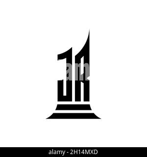 JR Monogram logo lettera con design di forma edificio isolato su sfondo bianco, proprietà immobiliare, architech logo lettera edificio. Illustrazione Vettoriale