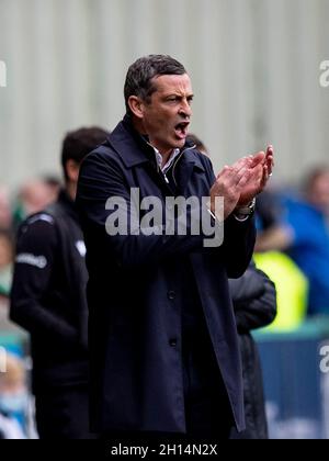 Easter Road, Edimburgo, Regno Unito. 16 ottobre 2021. Calcio della Premier League scozzese, Hibernian Versus Dundee United; Jack Ross Hibernian Manager Credit: Action Plus Sports/Alamy Live News Foto Stock