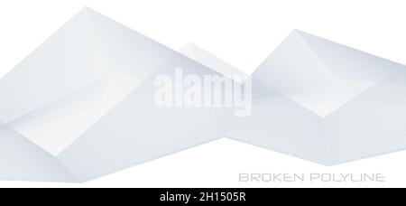 Astratto trasparente grigio chiaro linea spezzata su sfondo bianco. Grafica vettoriale sottile Illustrazione Vettoriale