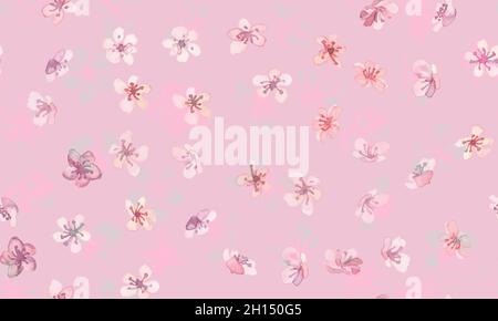 Sakura Vector. Acquerello Apple Branch. Senza giunture Illustrazione Vettoriale