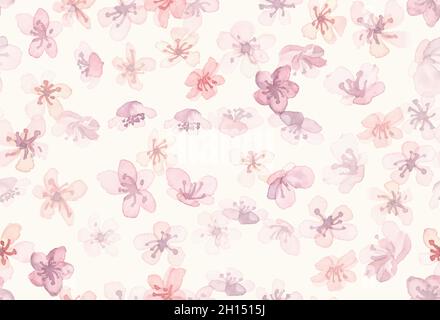 Modello Sakura. Acquerello albero di mele. Senza giunture Illustrazione Vettoriale