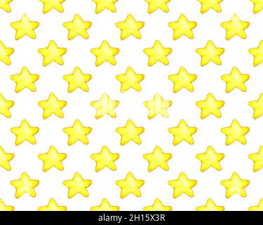 Illustrazioni acquerello di corpi celesti. Sfondo ripetitivo senza giunture con stelle disegnate a mano. Modello per banner o poster spaziali. Elementi di Foto Stock