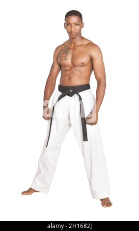 giovane ragazzo di karate afro-americano Foto Stock