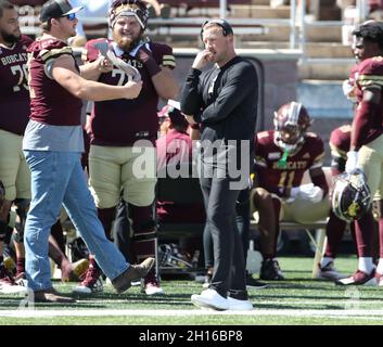 16 ottobre 2021: Il capo allenatore di Bobcats dello stato del Texas Jake Spavital durante una partita di football NCAA tra lo stato del Texas e Troia il 16 ottobre 2021 a San Marcos, Texas. (Credit Image: © Scott Coleman/ZUMA Press Wire) Foto Stock