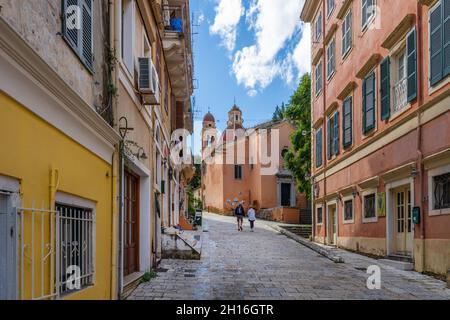 Corfu, Grecia ; 15 ottobre 2021 - una vista sulla città vecchia di Corfu, Grecia. Foto Stock