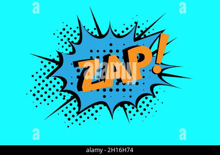 ZAP Comic Lettering Vector illustrazione cartoon in stile retrò pop art su sfondo halftone Illustrazione Vettoriale