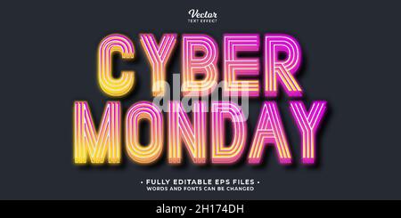 cyber monday vendita testo effetto immagine vettoriale completamente modificabile Illustrazione Vettoriale