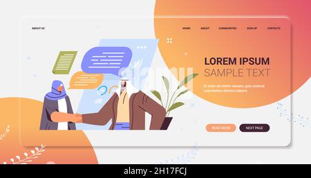 imprenditori arabi che agitano le mani insieme partner commerciali handshake partnership concetto di lavoro di squadra Illustrazione Vettoriale