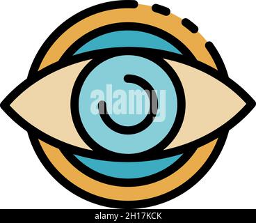Icona di avvio Eye. Contorno occhi startup vettore icona colore piatto isolato Illustrazione Vettoriale