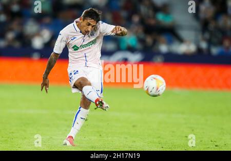 Damian Suarez di Getafe durante il campionato spagnolo Liga partita di calcio tra Levante UD e Getafe CF il 16 ottobre 2021 allo stadio Ciutat de Valencia a Valencia, Spagna - Foto: Ivan Terron/DPPI/LiveMedia Foto Stock