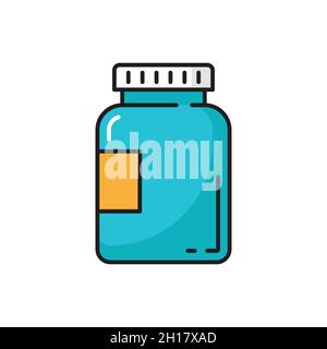 Probiotici in confezione di bottiglie integratori isolati linea di colore icona. Prebiotici per la salute del sistema immunitario e digestivo vettoriale in confezione senza etichetta. Supplemen Illustrazione Vettoriale