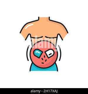 Buona digestione nel corpo umano, batteri probiotici isolati linea di colore icona. Confezionamento di farmaci gastro-medicali vettoriali, assistenza sanitaria. Sistema lassativo con la Illustrazione Vettoriale