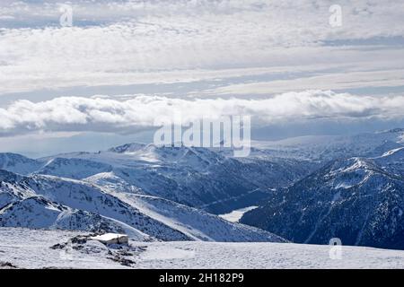 Montagne di Rila in Inverno, Bulgaria Foto Stock