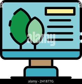 Icona di controllo dell'impianto informatico. Profilo computer impianto di controllo vettore icona colore piatto isolato Illustrazione Vettoriale