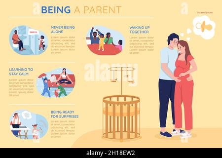 Essere un modello infografico vettoriale a colori piatto padre Illustrazione Vettoriale