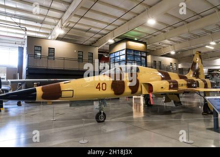 Un aereo da combattimento leggero Northrop F-5E Tiger II all'Hill Aerospace Museum dello Utah. Foto Stock