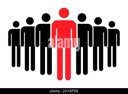 Raggruppamento persone icona piatta isolato su sfondo bianco. Simbolo del lavoro di squadra. Illustrazione del vettore di leadership . Illustrazione Vettoriale