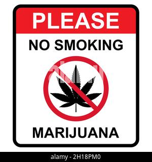 Simbolo della foglia di Mariuhana, icona pericolo marijuana o canapa, segno medico di cannabis, illustrazione vettore di droga erbaccia . Illustrazione Vettoriale
