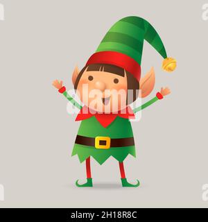Cute Elf ragazza di Natale - vettore illustrazione isolato Illustrazione Vettoriale