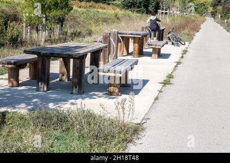 Test Voie Verte da Beaucaire a Pont du Gard Foto Stock