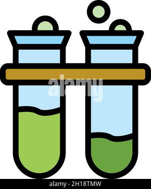 Icona del supporto per provette. Icona vettoriale del supporto per provette per analisi outline, colore piatto isolato Illustrazione Vettoriale