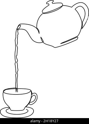 Il tè caldo versato dalla teiera nell'illustrazione della tazza Illustrazione Vettoriale