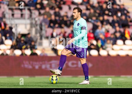 Farum, Danimarca. 17 ottobre 2021. Erik Sviatchenko (28) del FC Midtjylland visto durante la 3F Superliga partita tra FC Nordsjaelland e FC Midtjylland in diritto al Dream Park di Farum, Danimarca. (Photo Credit: Gonzales Photo/Alamy Live News Foto Stock