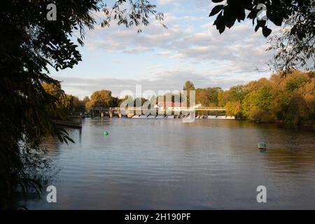 Vista dall'altra parte del fiume a Benson Lock Foto Stock