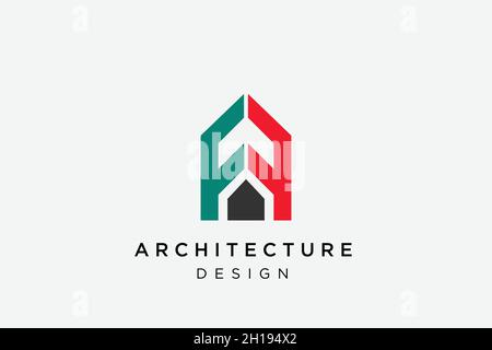 Grattacielo con pittogramma costruzione in lettera F grafica design logo concetto, usabile vettore logo design per architettura logo, casa, riparazione, artigianato, int Illustrazione Vettoriale